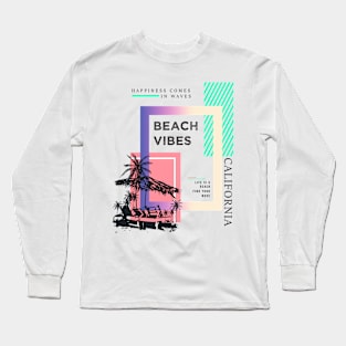 Summer California Beach Vibes Typography Long Sleeve T-Shirt